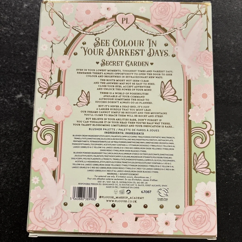P.Louise See Colour In Your Darkest Days Blusher Palette Secret Garden cream